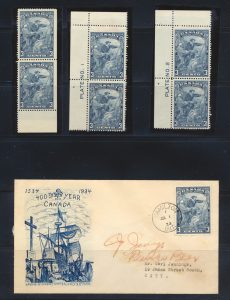 Lot 1027, Canada 1934 three cent Cartier group including varieties, sold for C$944