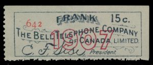 Lot 363, Canada 1907 Bell Telephone Company franks, sold for C$826