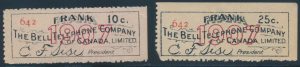 Lot 363, Canada 1907 Bell Telephone Company franks, sold for C$826