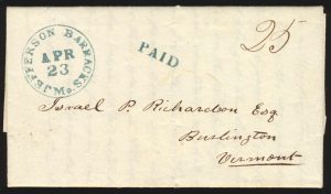 Lot 367, 1844 pre-Mexican War Military Letter Missouri to Vermont, sold for C$826